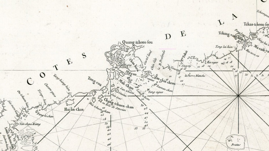 出版於1770年，由法國船員及水道測量家D'Après de Mannevillette所繪製的航海圖，當中大嶼山被標記為Lantao，而香港島則標記為Fan-chin-cheo（泛春洲）